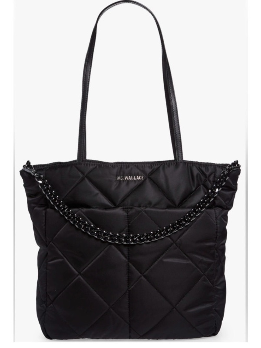 MZ Wallace Black Quilted Quatro Tote Chain Black Quilted Bag